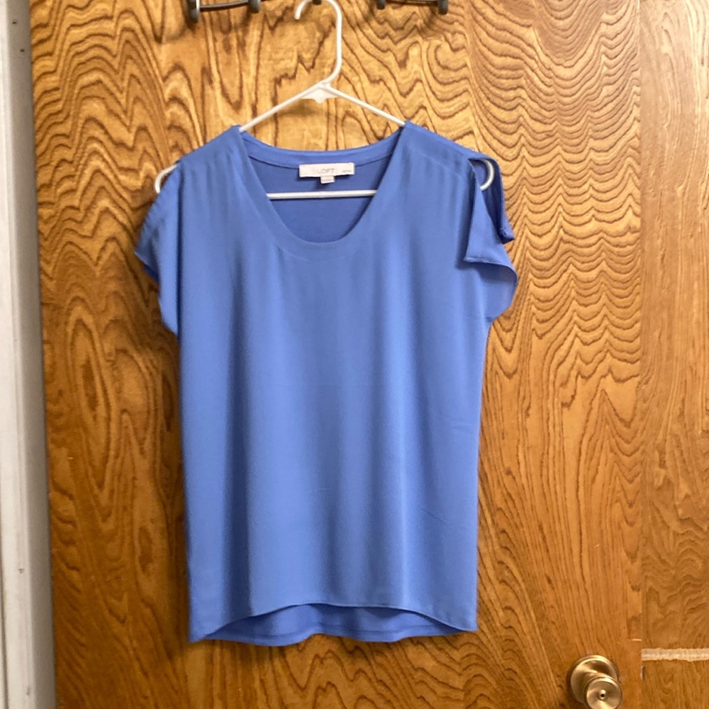 Blue LOFT Mixed Media Top
